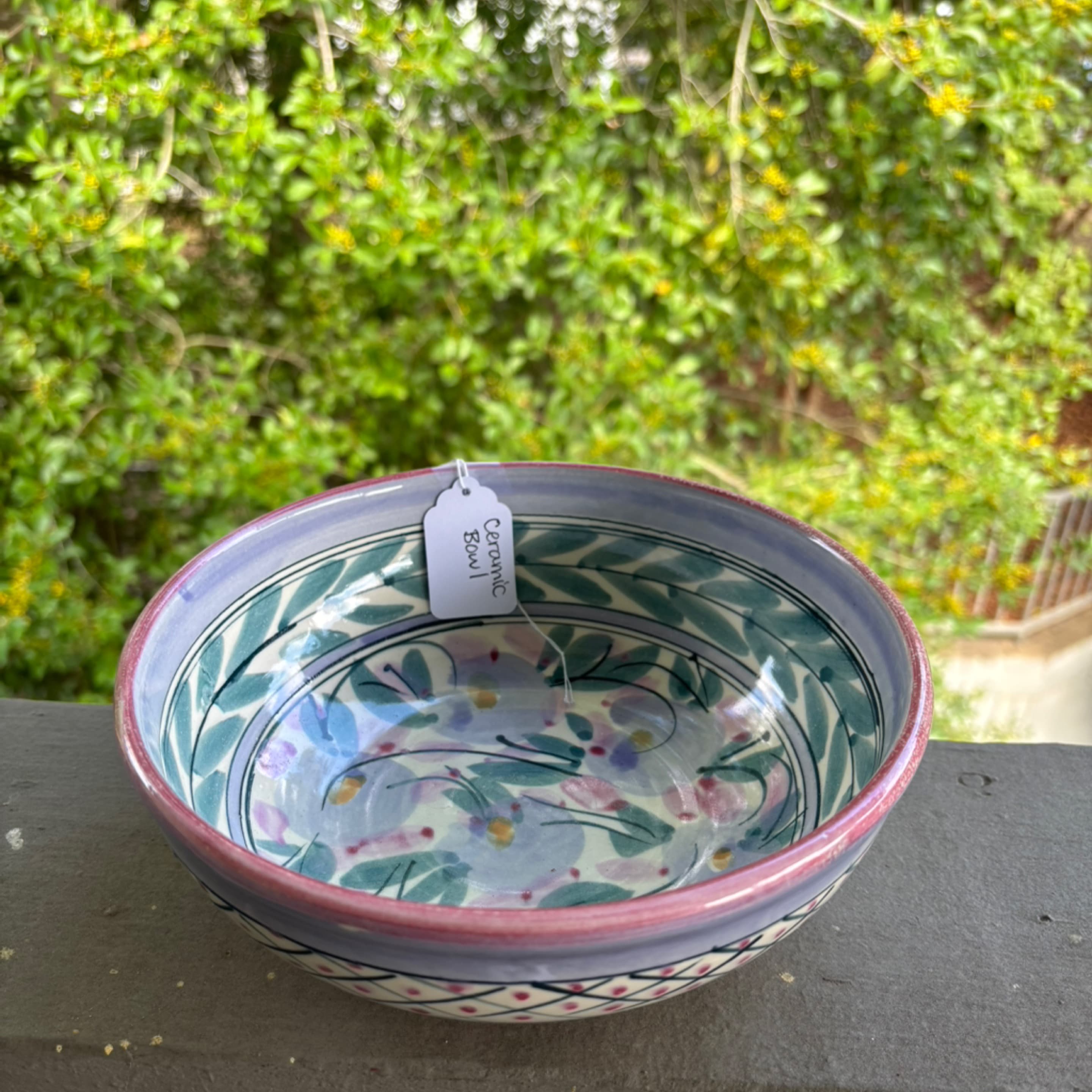 Ceramic bowl - pink and purple
