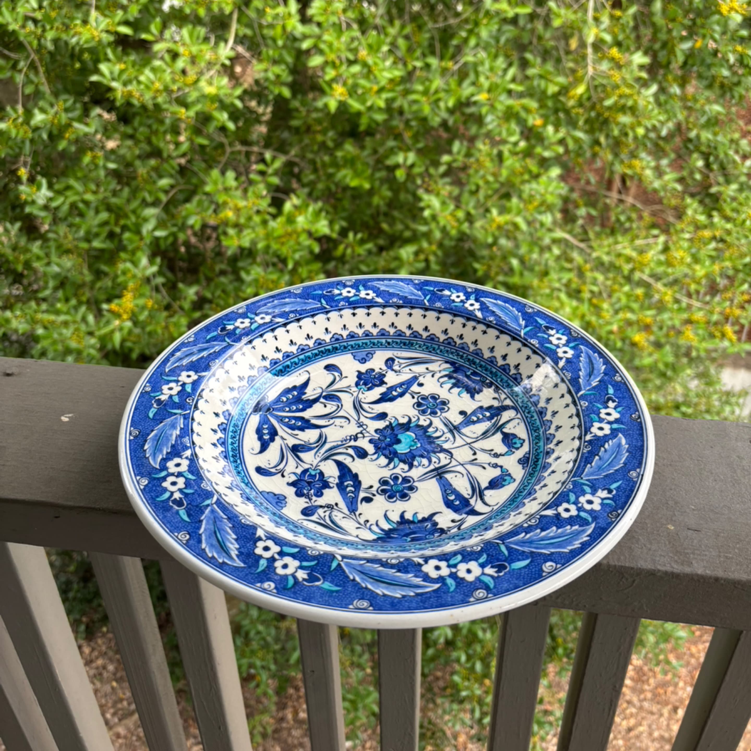 Blue pattern platter