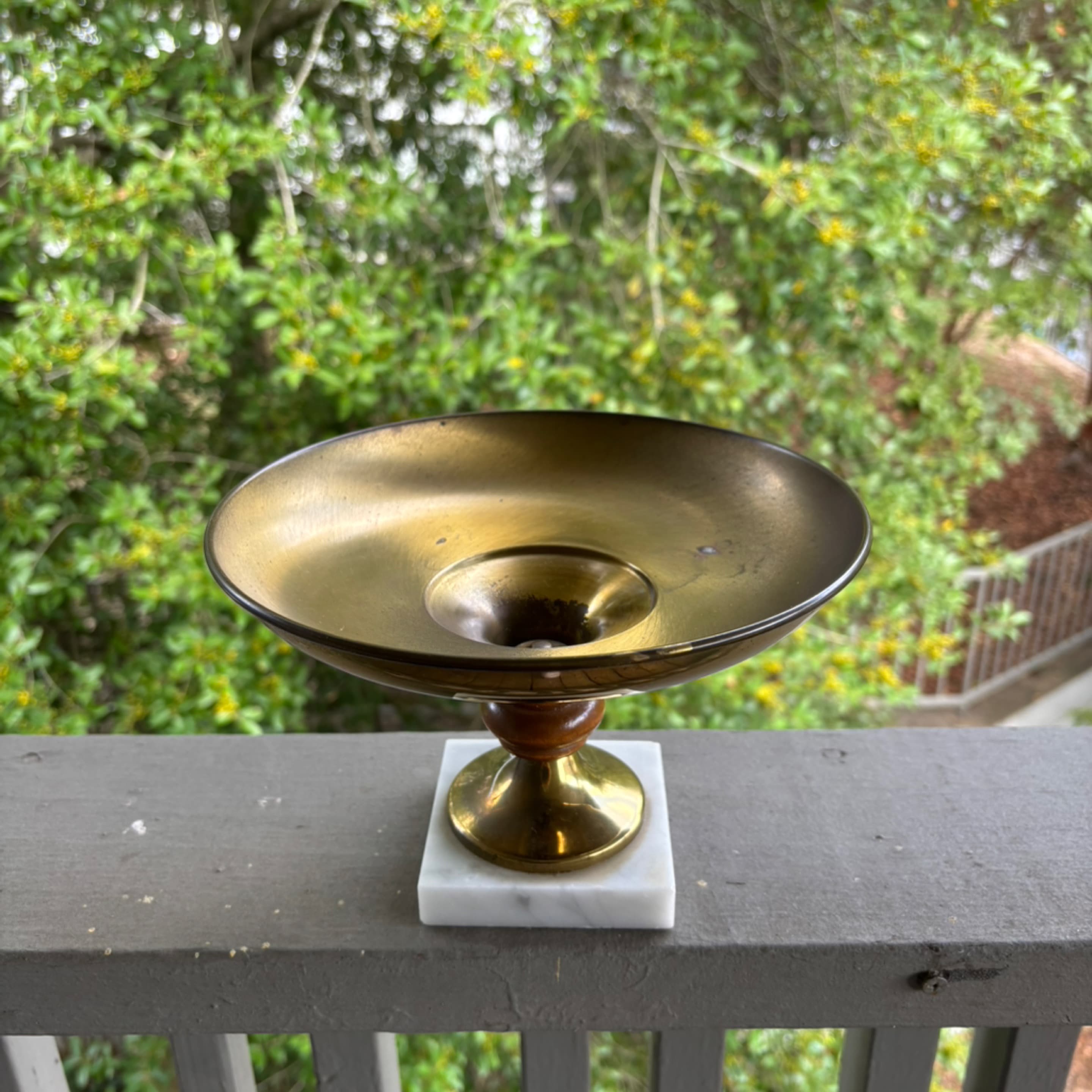 Raised brass and marble dish