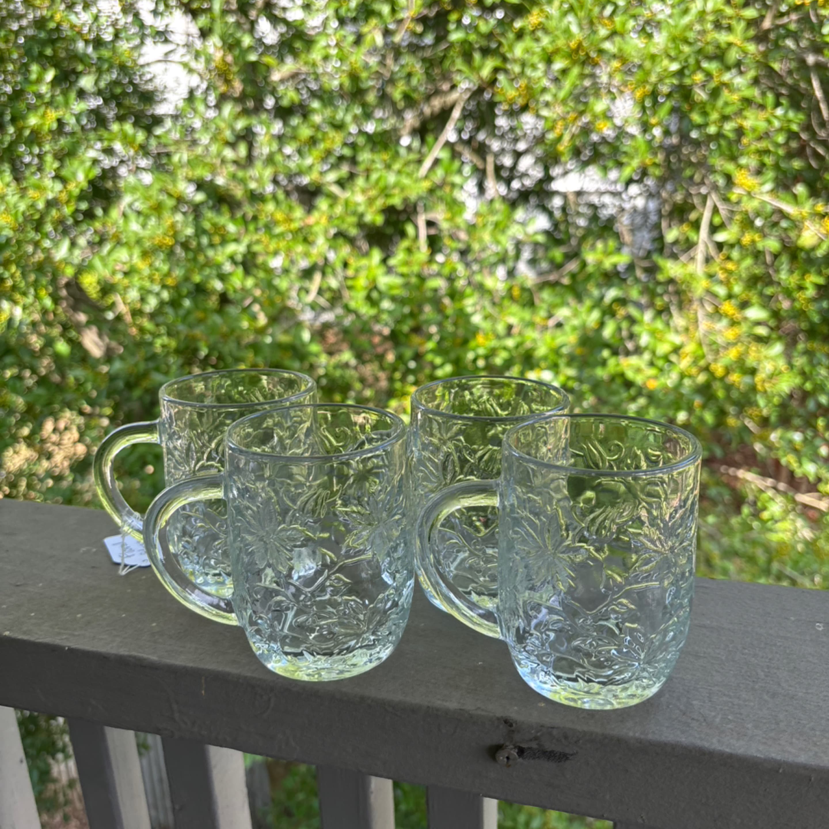 Floral glass mugs - set of 4